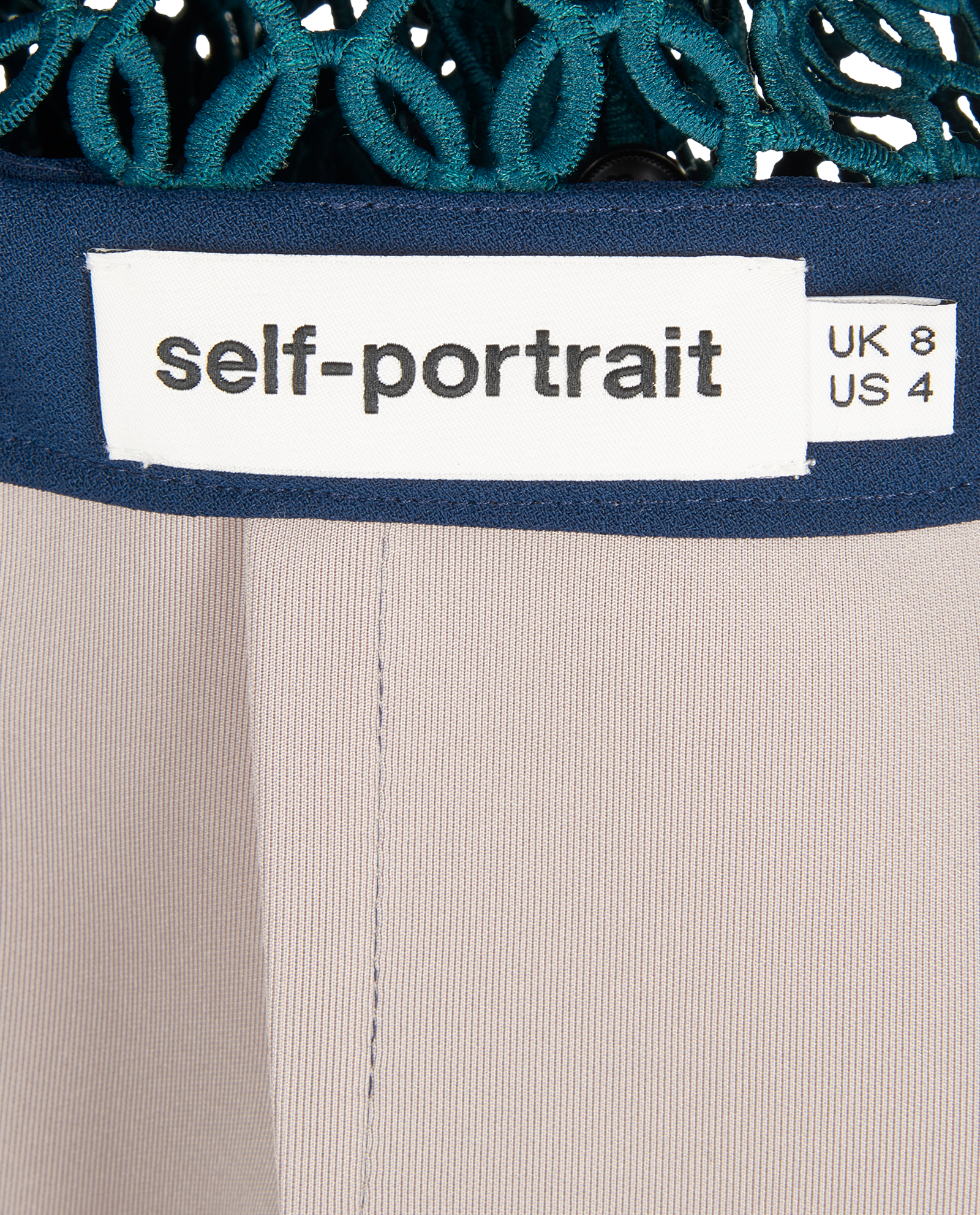 Self - Portrait Lace Detail Dress, &pound;110, Clothing, Blue/Green, Polyester Mix, Other view