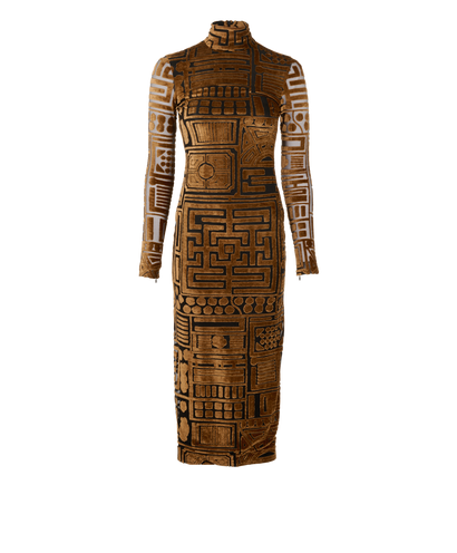 Burberry Bodycon Velvet Dress, &pound;220, Clothing, Black/Brown, Viscose, Front view