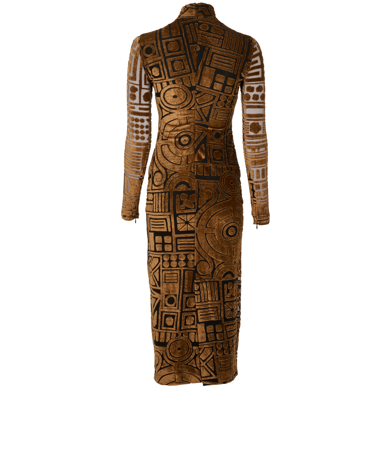 Burberry Bodycon Velvet Dress, &pound;220, Clothing, Black/Brown, Viscose, Back view