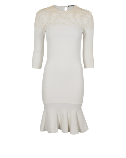 Alexander McQueen Pearl Embellished Dress, &pound;220, Clothing, White, Viscose, Front view