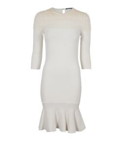 Alexander McQueen Pearl Embellished Dress, Viscose, White, UK8, 3*
