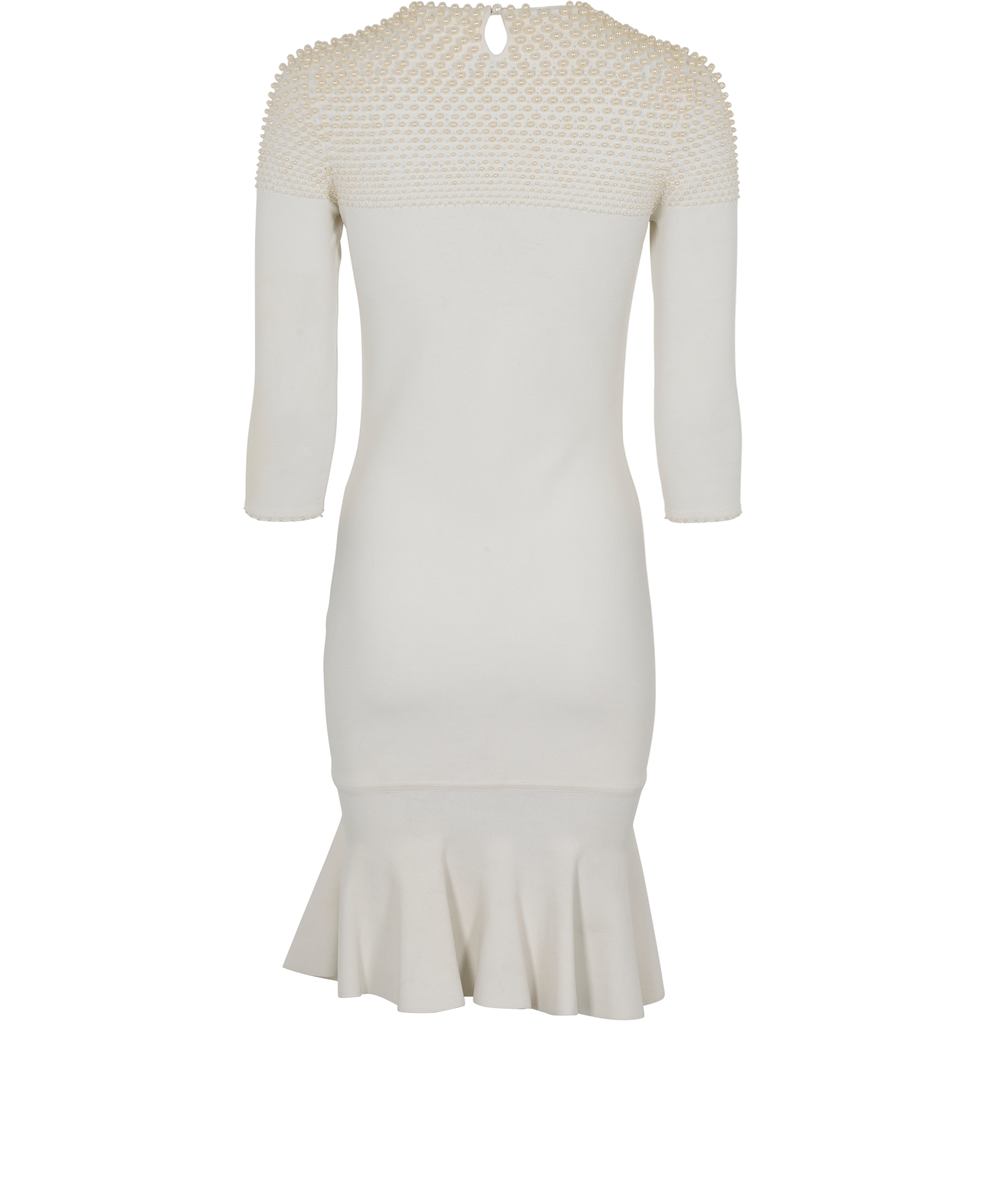 Alexander McQueen Pearl Embellished Dress, &pound;220, Clothing, White, Viscose, Back view