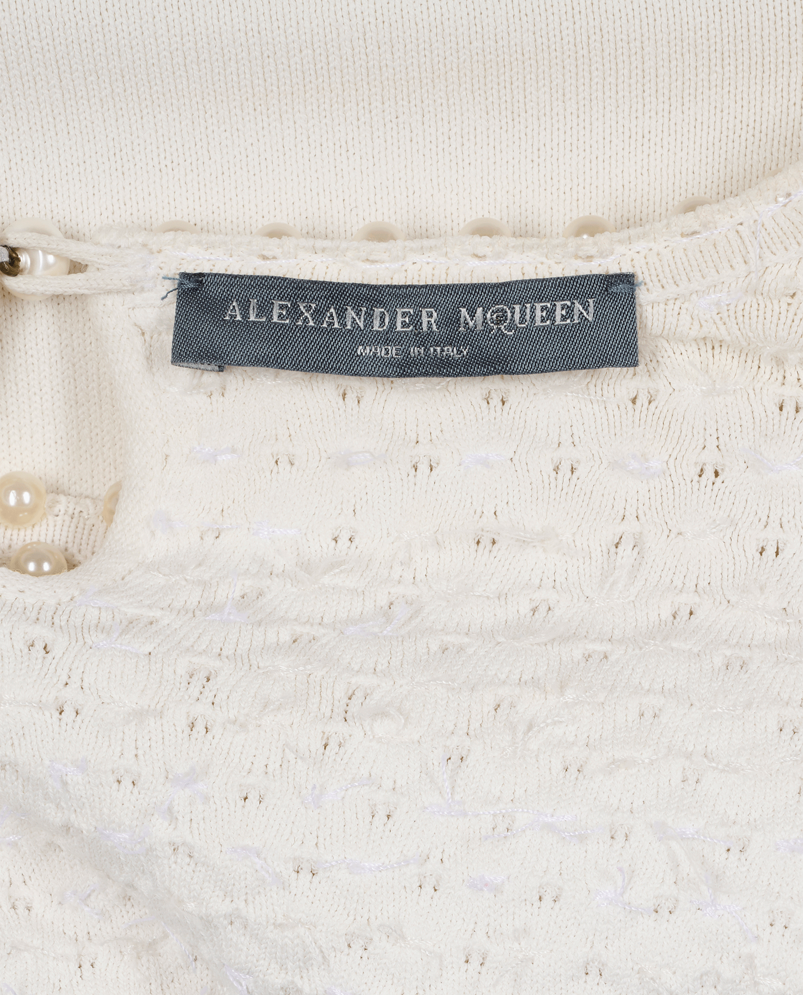 Alexander McQueen Pearl Embellished Dress, &pound;220, Clothing, White, Viscose, Other view