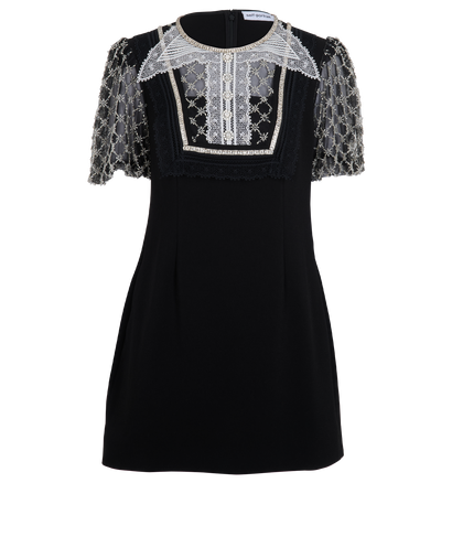 Self-Portrait Crystal Puff Sleeve Mini Dress, &pound;140, Clothing, Black, Polyester, Front view