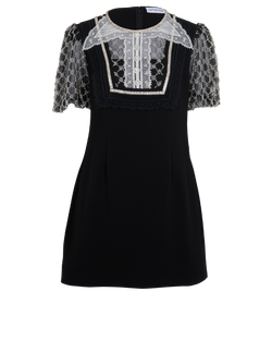 Self-Portrait Crystal Puff Sleeve Mini Dress, Poly, Black, UK8, 2*