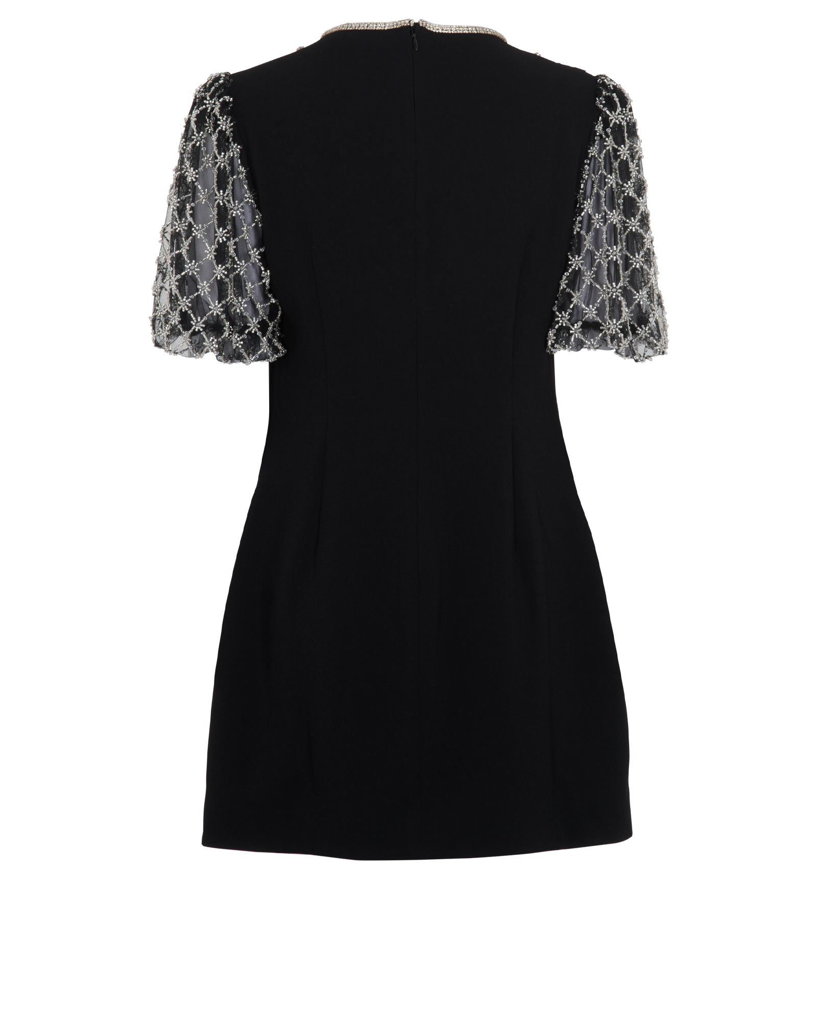 Self-Portrait Crystal Puff Sleeve Mini Dress, &pound;140, Clothing, Black, Polyester, Back view
