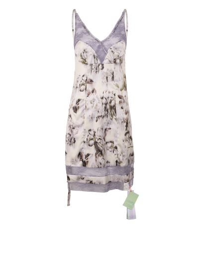 Off-White Floral Lace Dress, &pound;180, Clothing, Green/Purple/Silver, Polyester Mix, Front view