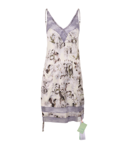 Off-White Floral Lace Dress, Polyester, Green/Purple, UK8, 3*