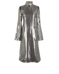 Acne Studios Mock-Neck Dress, Silk/Metallic Fibre, Grey, UK 8, 2*