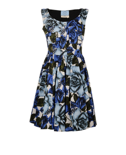 Prada Egypt Roses Dress, Cotton, Blue, UK12, 3*