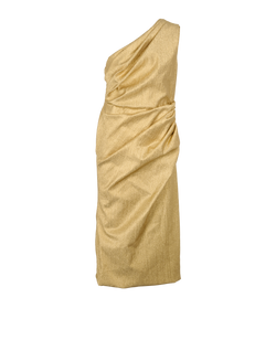 Dolce & Gabbana Metallic One-Shoulder Dress, Silk, Gold, UK 16, 3*