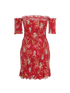 Zimmerman Shirred Off The Shoulder Dress, &pound;120, Clothing, Red, Cotton/Linen, Back view