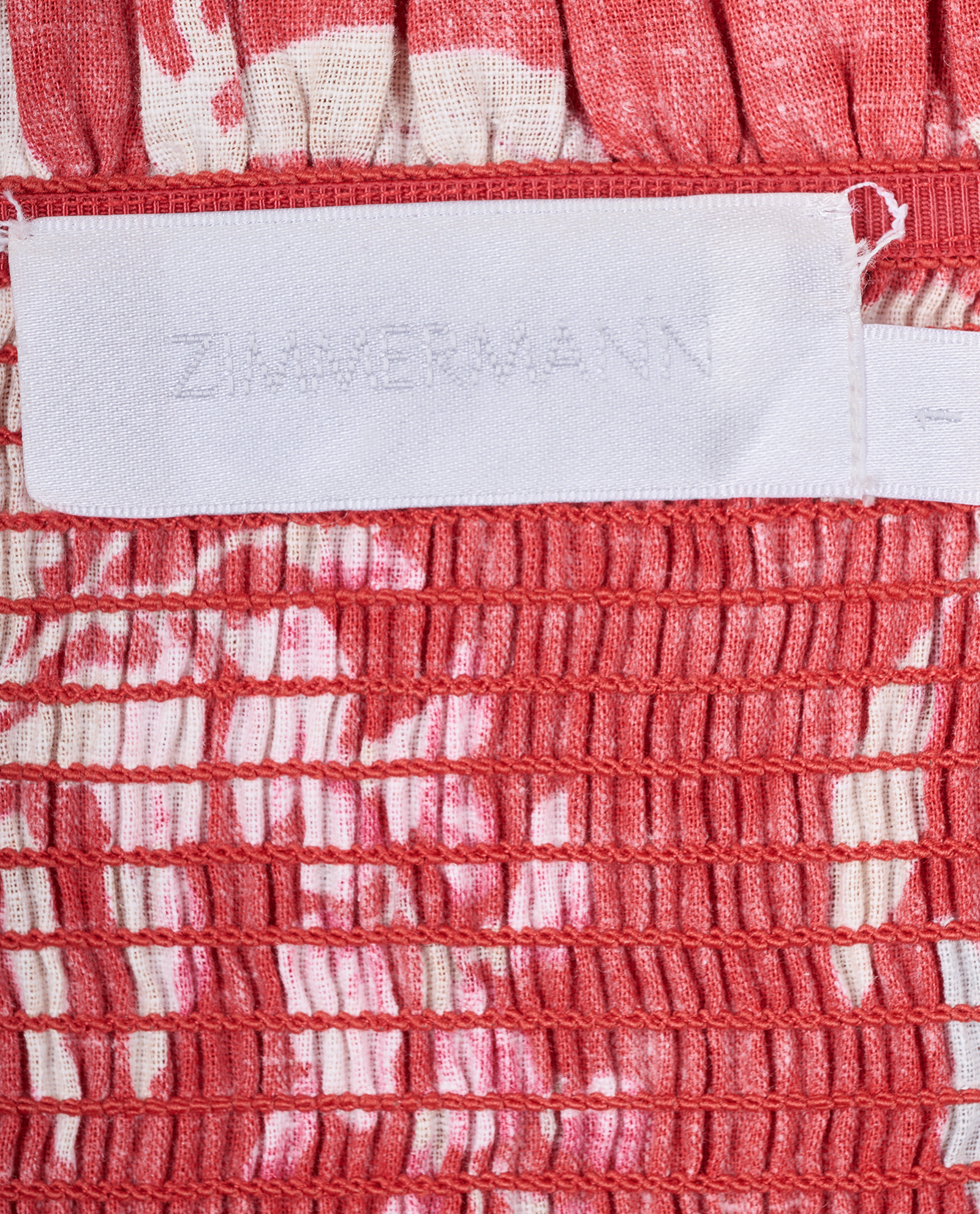 Zimmerman Shirred Off The Shoulder Dress, &pound;120, Clothing, Red, Cotton/Linen, Other view