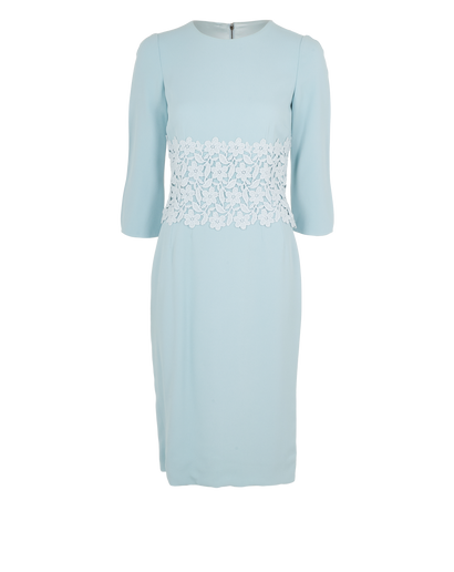 Dolce & Gabbana Lace Details Midi Dress, &pound;290, Clothing, Blue, Viscose, Front view