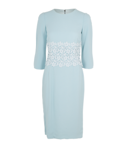 Dolce & Gabbana Lace Details Midi Dress, Viscose, Blue, UK8, 2*