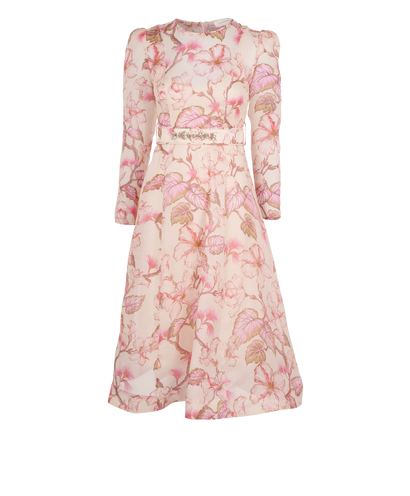 Zimmermann Matchmaker Floral Midi Dress, &pound;350, Clothing, Pink, Linen/Silk, Front view