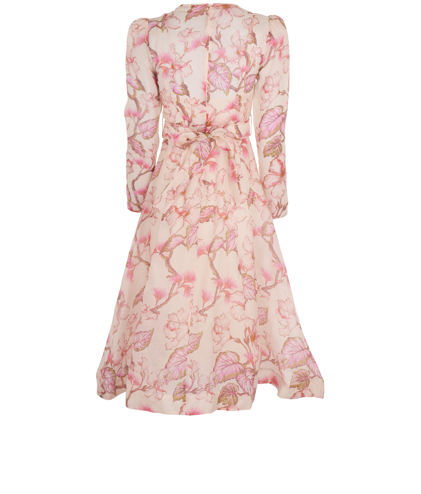 Zimmermann Matchmaker Floral Midi Dress, &pound;350, Clothing, Pink, Linen/Silk, Back view