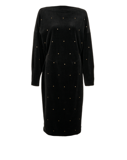 Alaia Studded Button-Up Dress, &pound;395, Clothing, Black, Cotton, Front view