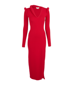 Alexander McQueen Tubular Stretch Dress, Viscose, Red, Sz S, 3*