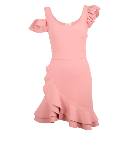 Alexander McQueen Ruffle Mini Dress, &pound;290, Clothing, Pink, Viscose, Front view