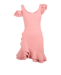 Alexander McQueen Ruffle Mini Dress, Viscose, Pink, Sz XS, 3*