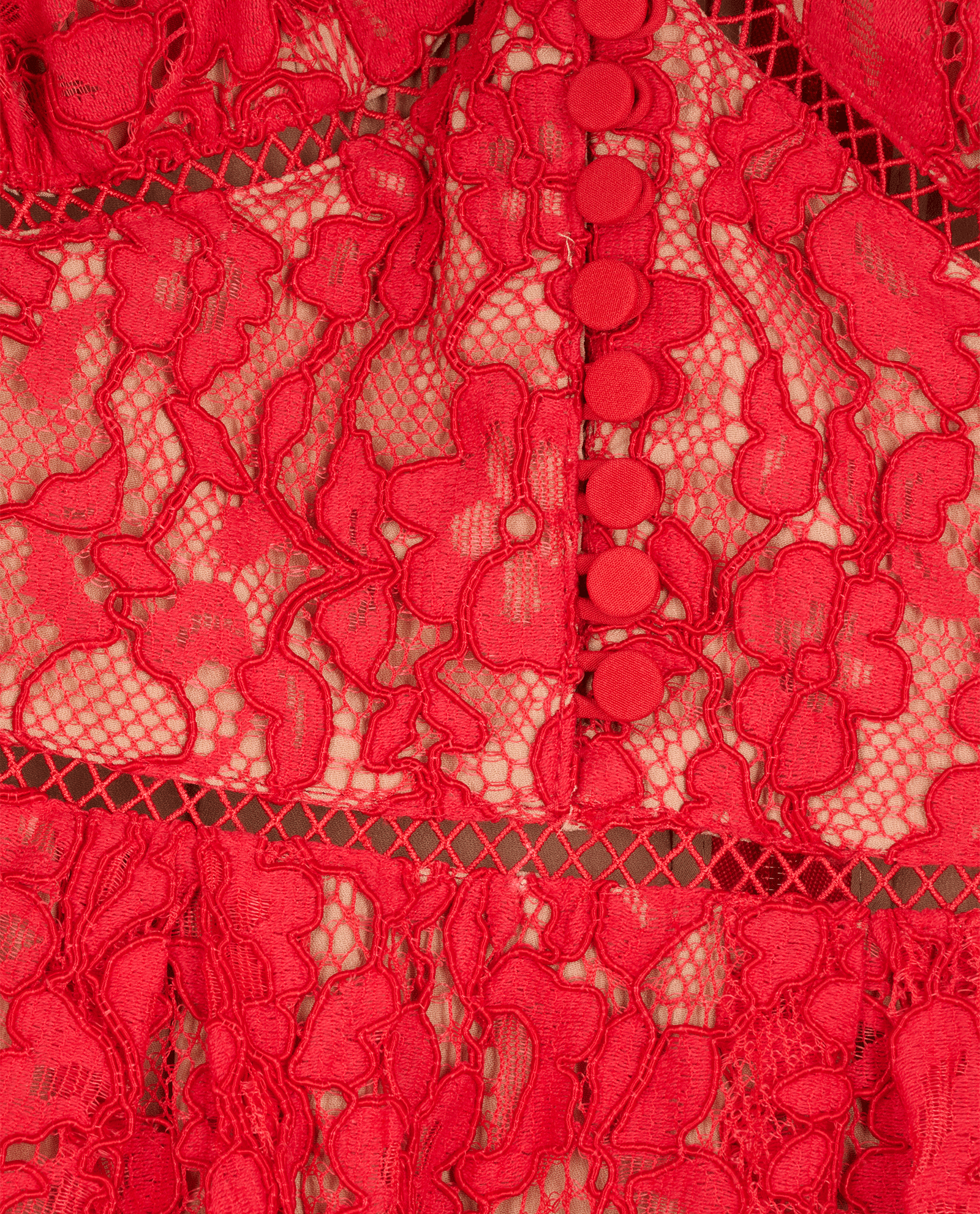Self-Portrait Fine Cord Lace Mini Dress, &pound;190, Clothing, Red, Cotton/Polyester (Polymer), Other view