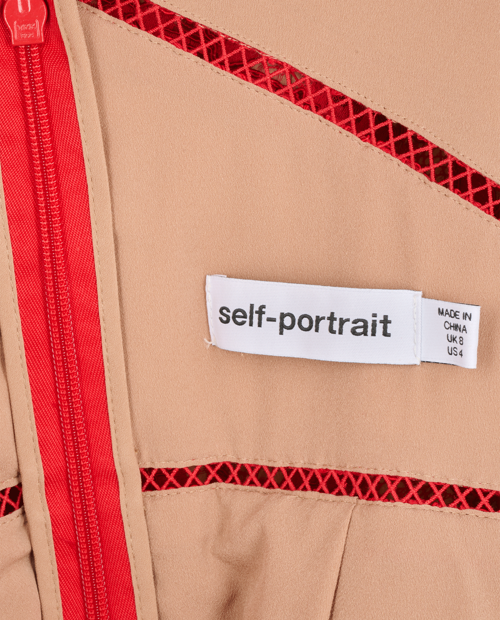 Self-Portrait Fine Cord Lace Mini Dress, &pound;190, Clothing, Red, Cotton/Polyester (Polymer), Other view