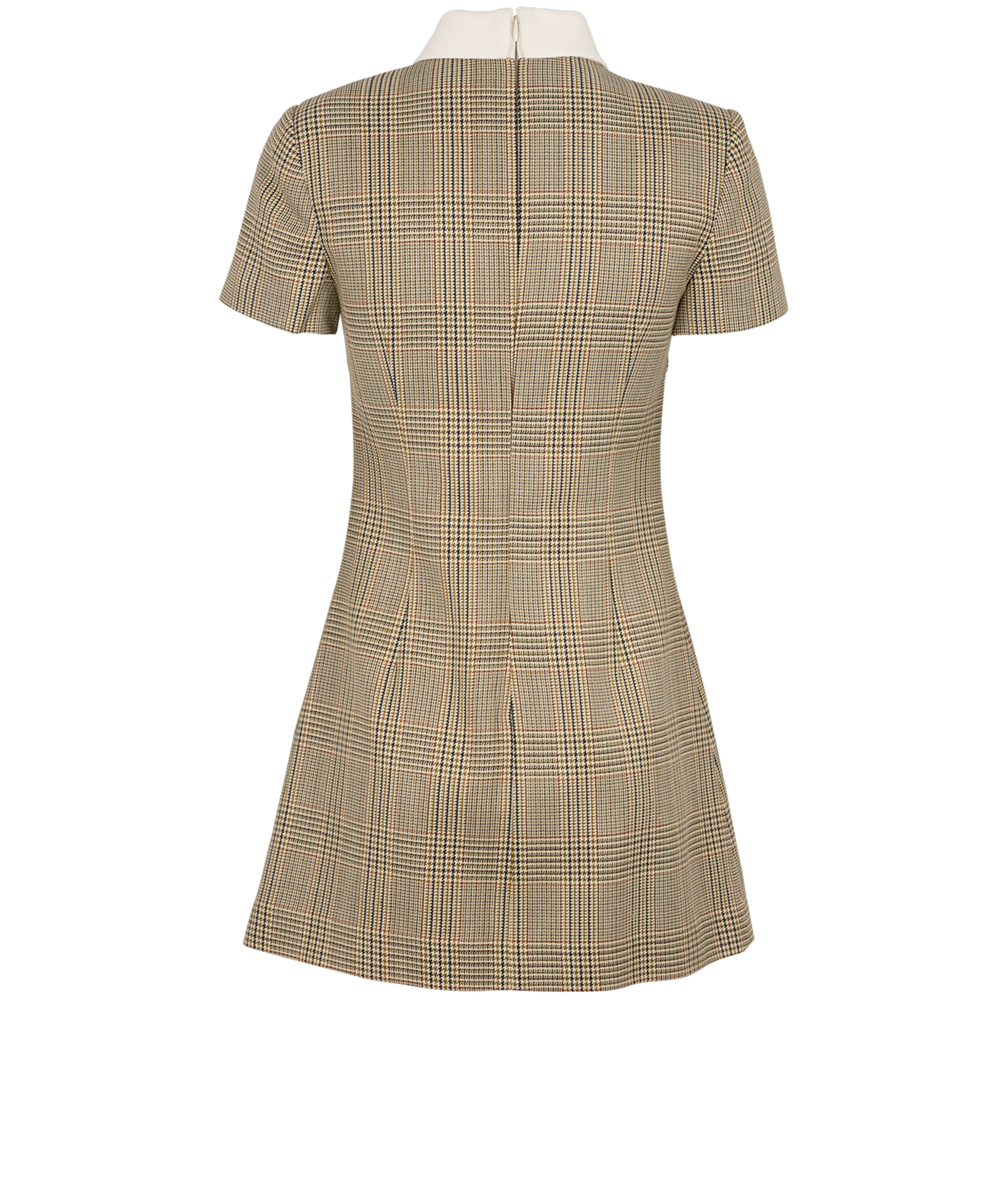 Self-Portrait Check Mini Dress, &pound;195, Clothing, Beige, Wool, Back view