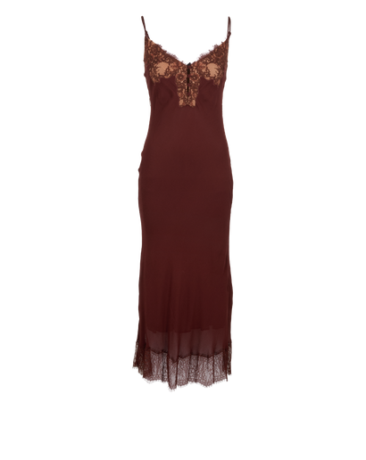 Self-Portrait Lace Slip Midi Dress, &pound;180, Clothing, Brown, Viscose, Front view
