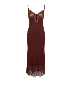 Self-Portrait Lace Slip Midi Dress, Viscose, Brown, UK4, 3*