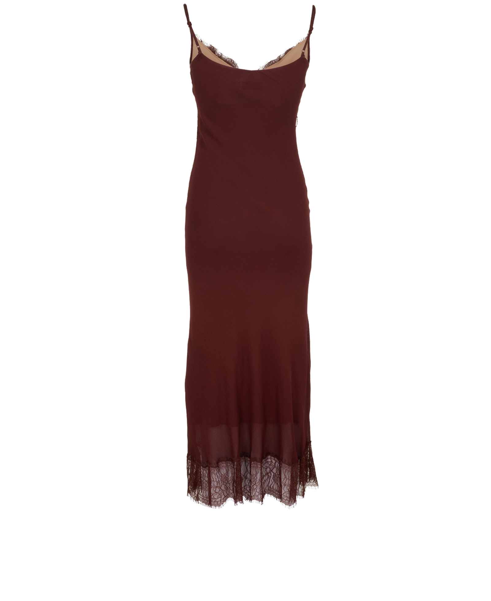 Self-Portrait Lace Slip Midi Dress, &pound;180, Clothing, Brown, Viscose, Back view