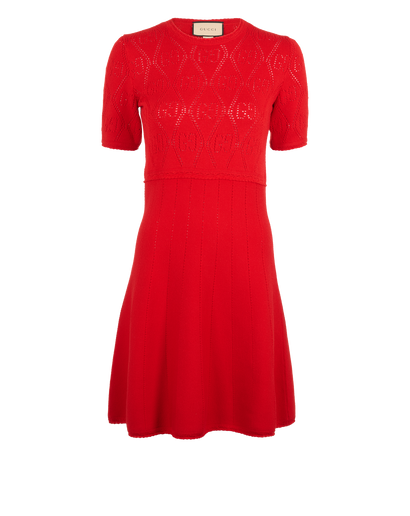 Gucci Perforated GG Dress, &pound;250, Clothing, Red, Wool, Front view