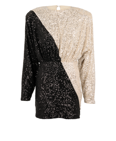 Rotate Two Tone Mini Dress, &pound;150, Clothing, Black/Gold, Sequins, Front view