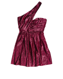 Saint Laurent One-Shoulder Lame Mini Dress, Viscose/Acetate, Pink, UK8, 2*