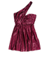 Saint Laurent One-Shoulder Lame Mini Dress, &pound;350, Clothing, Pink, Acetate/Viscose, Front view