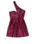 Saint Laurent One-Shoulder Lame Mini Dress, &pound;350, Clothing, Pink, Acetate/Viscose, Back view