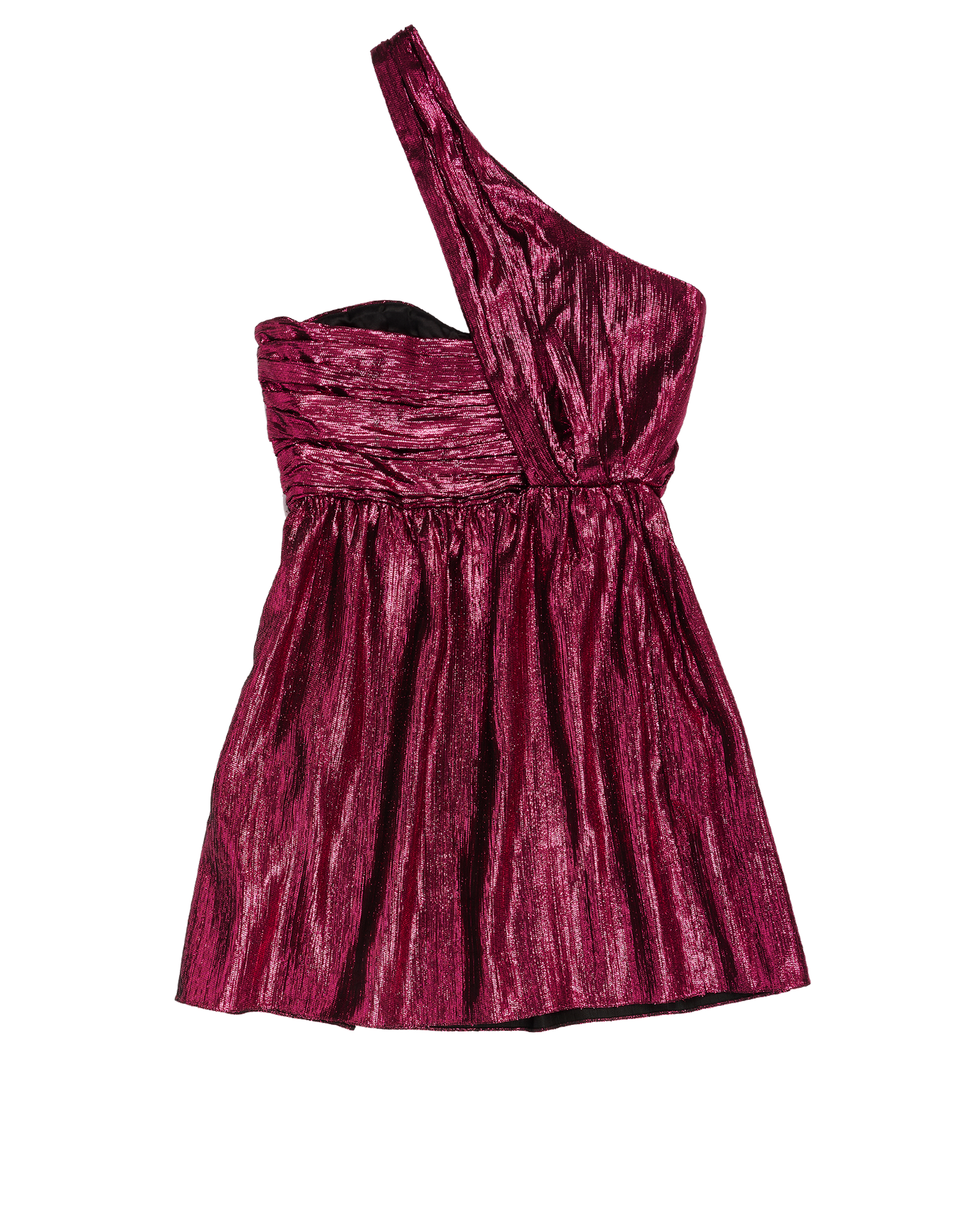 Saint Laurent One-Shoulder Lame Mini Dress, &pound;350, Clothing, Pink, Acetate/Viscose, Back view