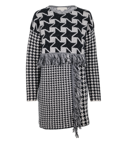Stella McCartney Dogtooth Midi Dress, &pound;230, Clothing, Black/White, Wool, Front view
