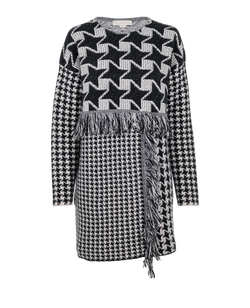 Stella McCartney Dogtooth Midi Dress, Wool, Black/White, UK8, 2*