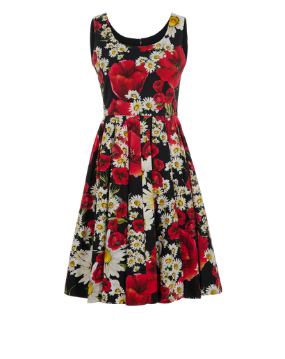 Dolce & Gabbana Poppy And Daisy Dress, &pound;260, Clothing, Black/Red, Cotton, Front view