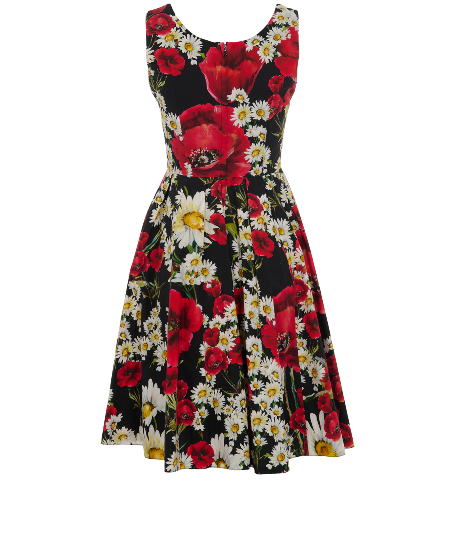Dolce & Gabbana Poppy And Daisy Dress, &pound;260, Clothing, Black/Red, Cotton, Back view