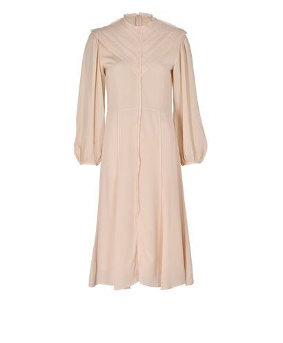 Chloe Raw-Trimmed Pleated Dress, &pound;110, Clothing, Pink, Silk, Front view