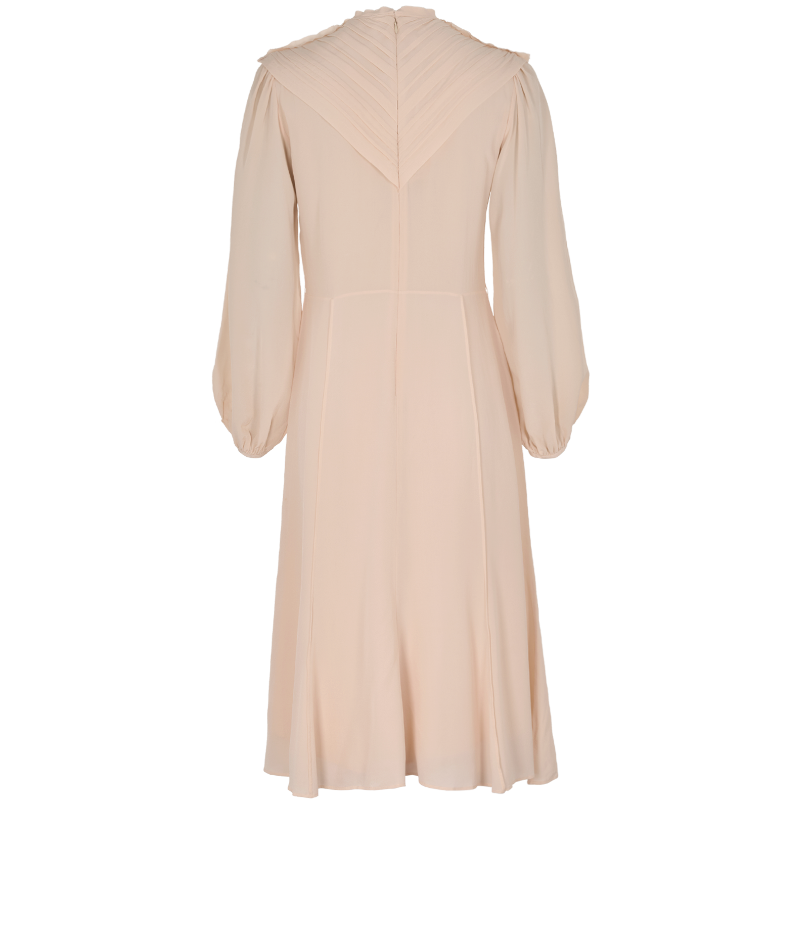Chloe Raw-Trimmed Pleated Dress, &pound;110, Clothing, Pink, Silk, Back view