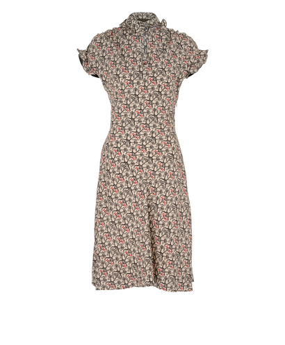 Louis Vuitton Monogram & Flower Motif Ruffled Dress, &pound;380, Clothing, Black/White, Silk, Front view