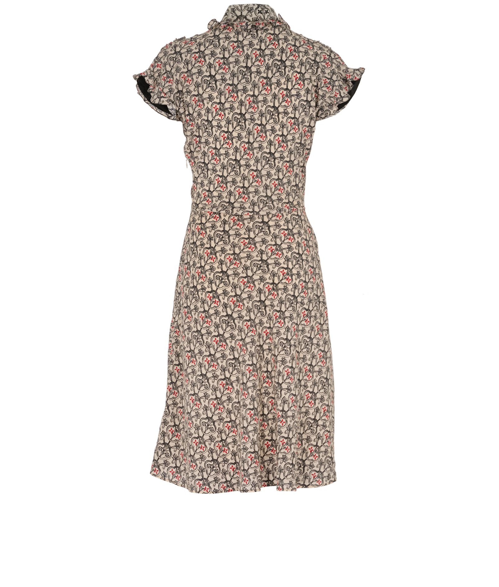 Louis Vuitton Monogram & Flower Motif Ruffled Dress, &pound;380, Clothing, Black/White, Silk, Back view