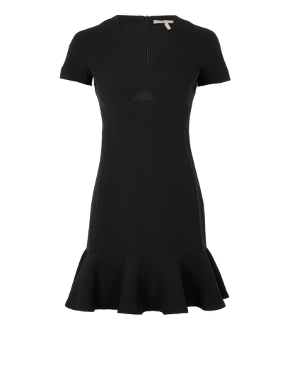 Victoria Beckham V-Neck Short Sleeves Dress, &pound;110, Clothing, Black, Silk/Wool, Front view