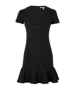Victoria Beckham V-Neck Short Sleeves Dress, Wool/Silk, Black, UK 8, 3*