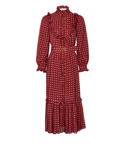 Zimmermann Polka Dot Belted Dress, &pound;150, Clothing, Red, Viscose, Front view