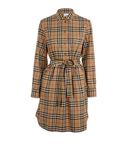 Burberry Novacheck Dress, Cotton, Beige/Multi, UK12