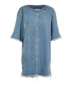 Chloe Distressed Mini Dress, Cotton, Blue, UK 6, 3*